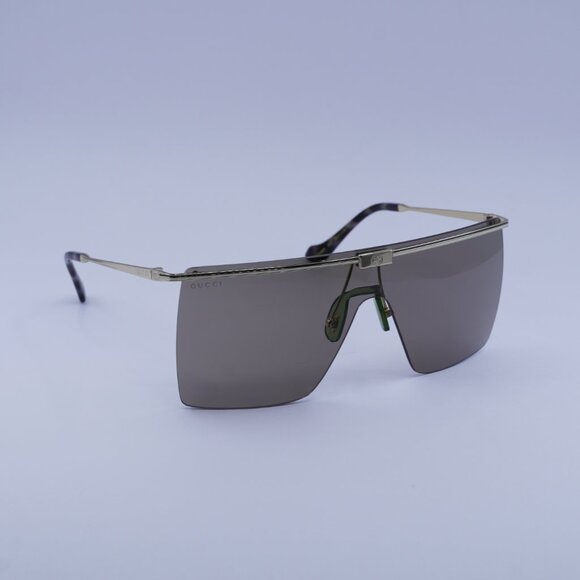Gucci GG1096S 002 Sunglasses Gold Shield Frame, Brown Lenses - Picture 5 of 11